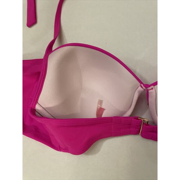 Victoria's Secret Women's Size 32DD Solid Pink Wrap Tie Around Bikini Top - EUC - Picture 8 of 11